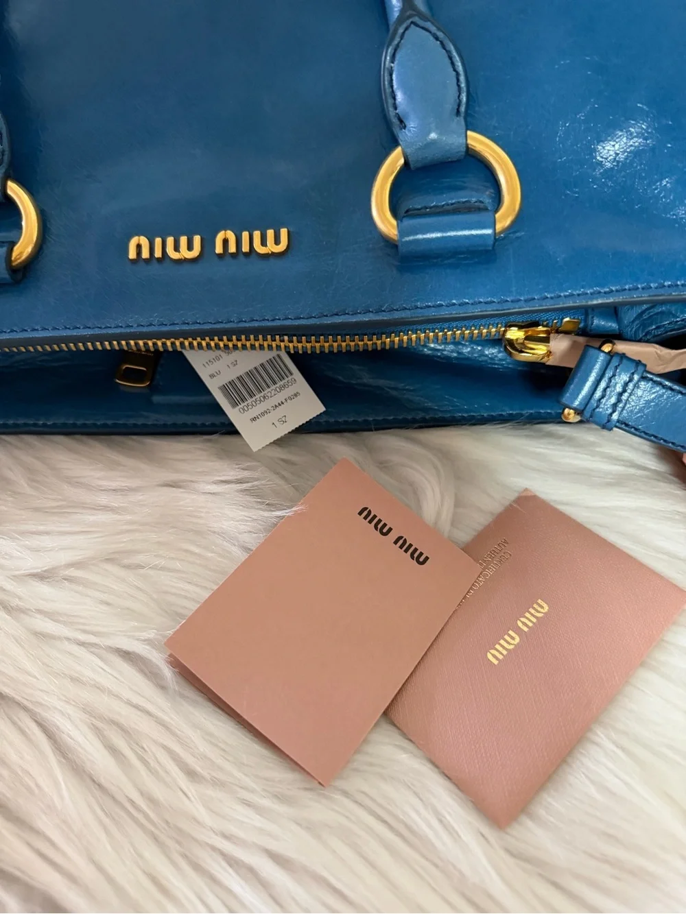 Miu Miu Blue Leather Top-Handle Bag